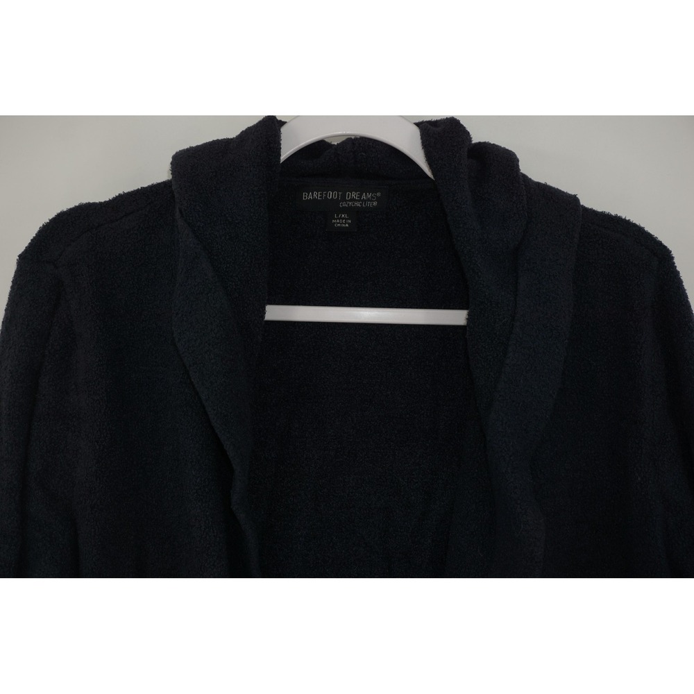 Barefoot Dreams Cardigan Sweater Womens L/XL Black CozyChic Lite Hooded Open